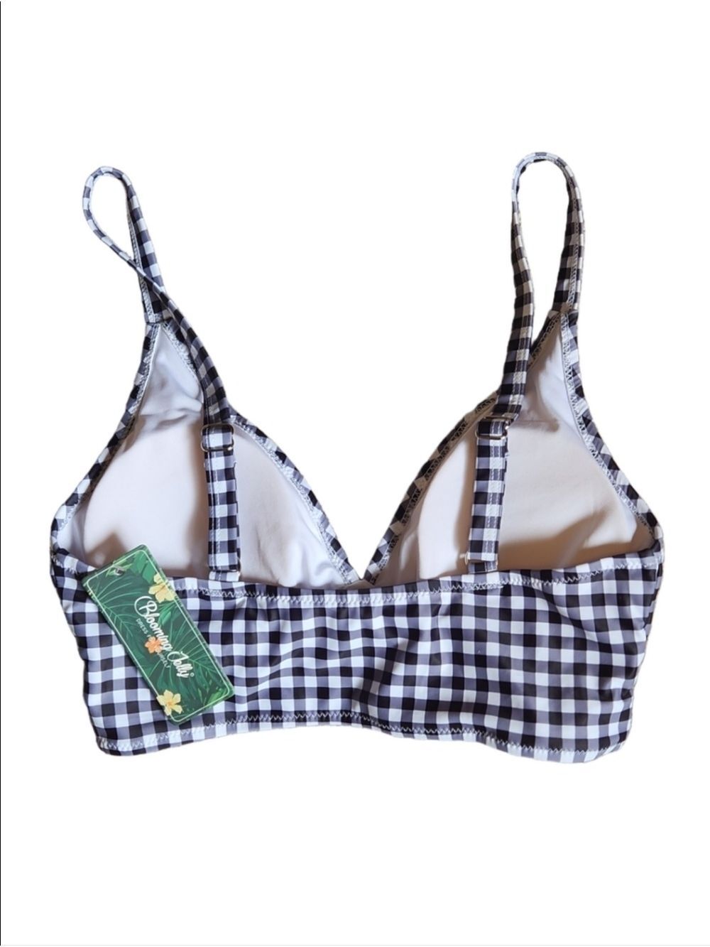 HIGH WAISTED BLACK & WHITE GINGHAM TUMMY CONTROL BIKINI SET SMALL NWT - Picture 6 of 12